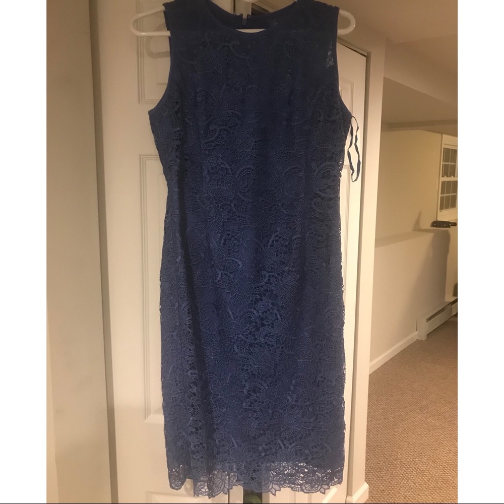 NWT White House Black Market Blue Lace Dress